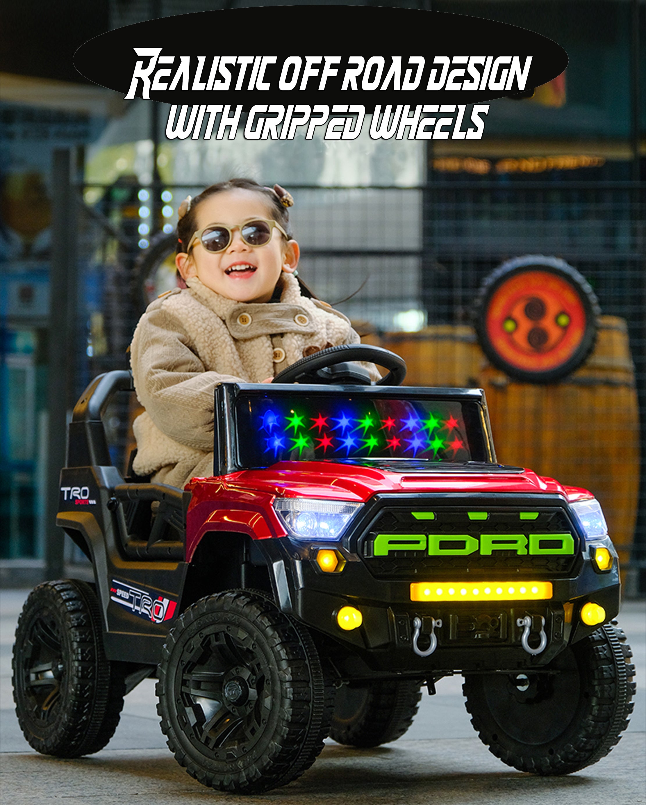 Cubbycoo ThunderChamp 4X Ride-On Electric Jeep for Kids Aged 2–6 Years For Boys & Girls