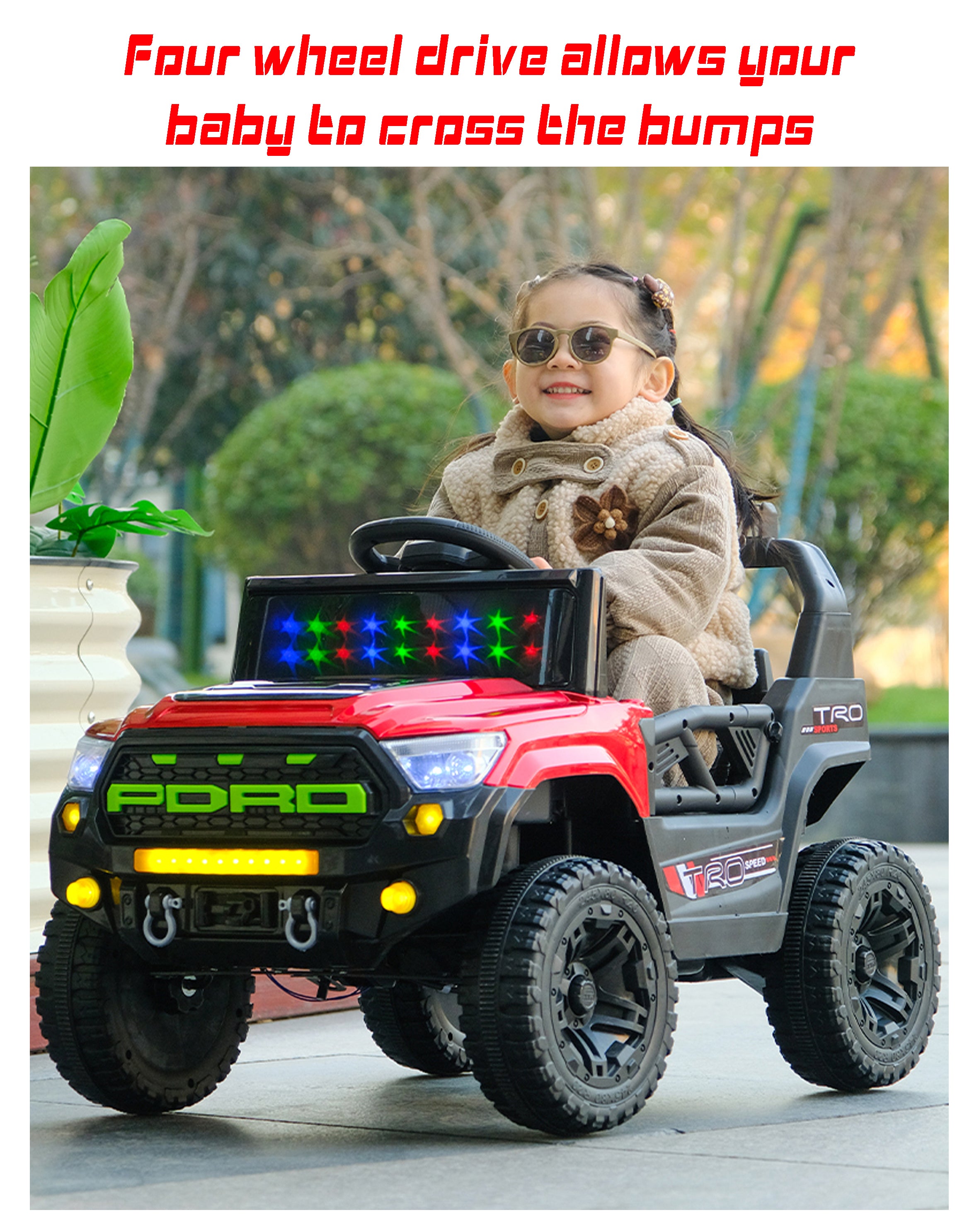 Cubbycoo ThunderChamp 4X Ride-On Electric Jeep for Kids Aged 2–6 Years For Boys & Girls