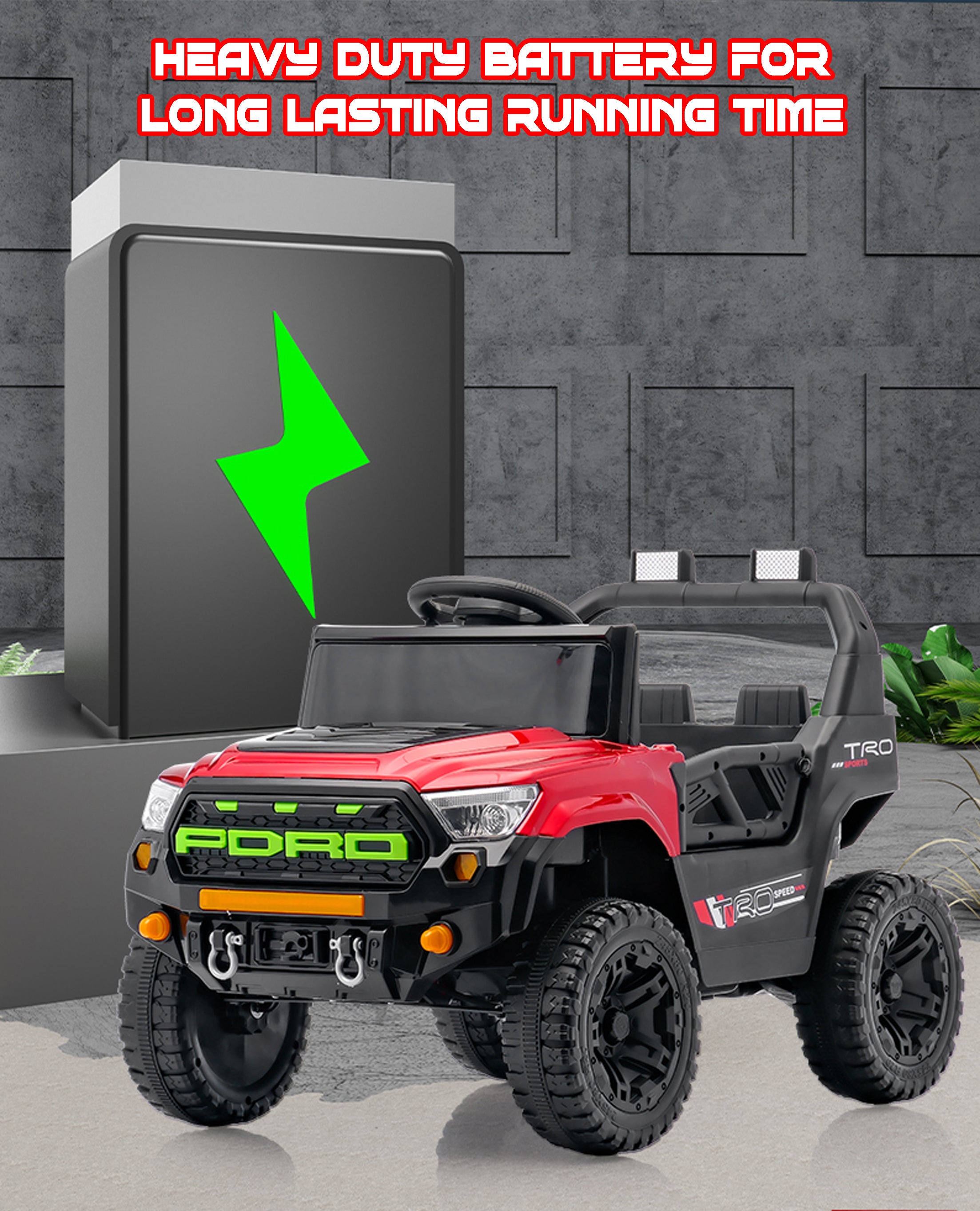 Cubbycoo ThunderChamp 4X Ride-On Electric Jeep for Kids Aged 2–6 Years For Boys & Girls