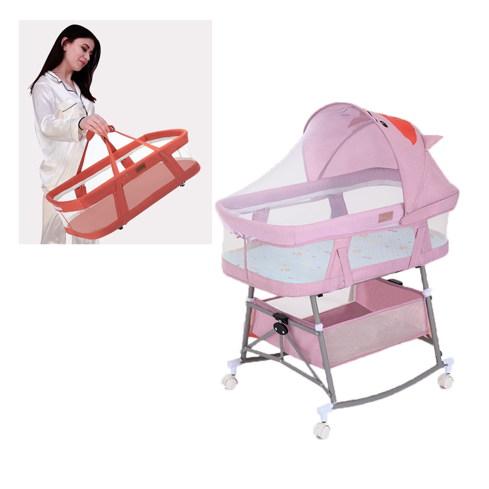 Crib Movable Multifunctional Portable Baby Bed Foldable Cradle Bed Newborn Splicing big Bed bb Bed