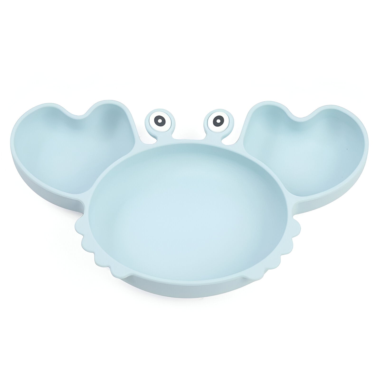 Crab Cartoon Silicone Suction Plate Set for Babies & Toddlers (Sky Blue)