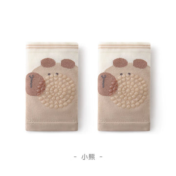 Breathable cartoon mesh baby knee pads for crawling toddlers.