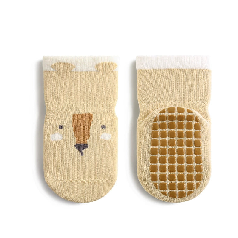 Soft, breathable, non-slip baby floor socks for safe indoor walking and crawling.
