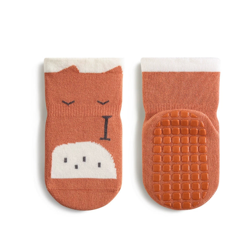 Soft, breathable, non-slip baby floor socks for safe indoor walking and crawling.