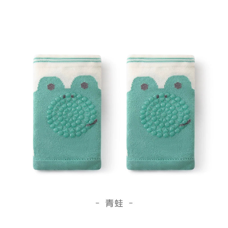Breathable cartoon mesh baby knee pads for crawling toddlers.