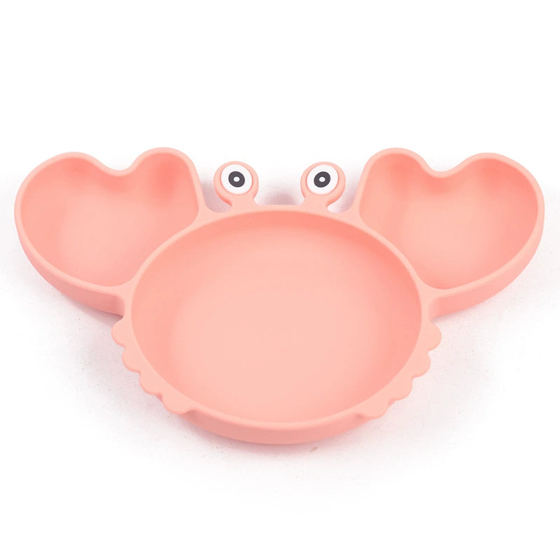 Crab Cartoon Silicone Suction Plate Set for Babies & Toddlers