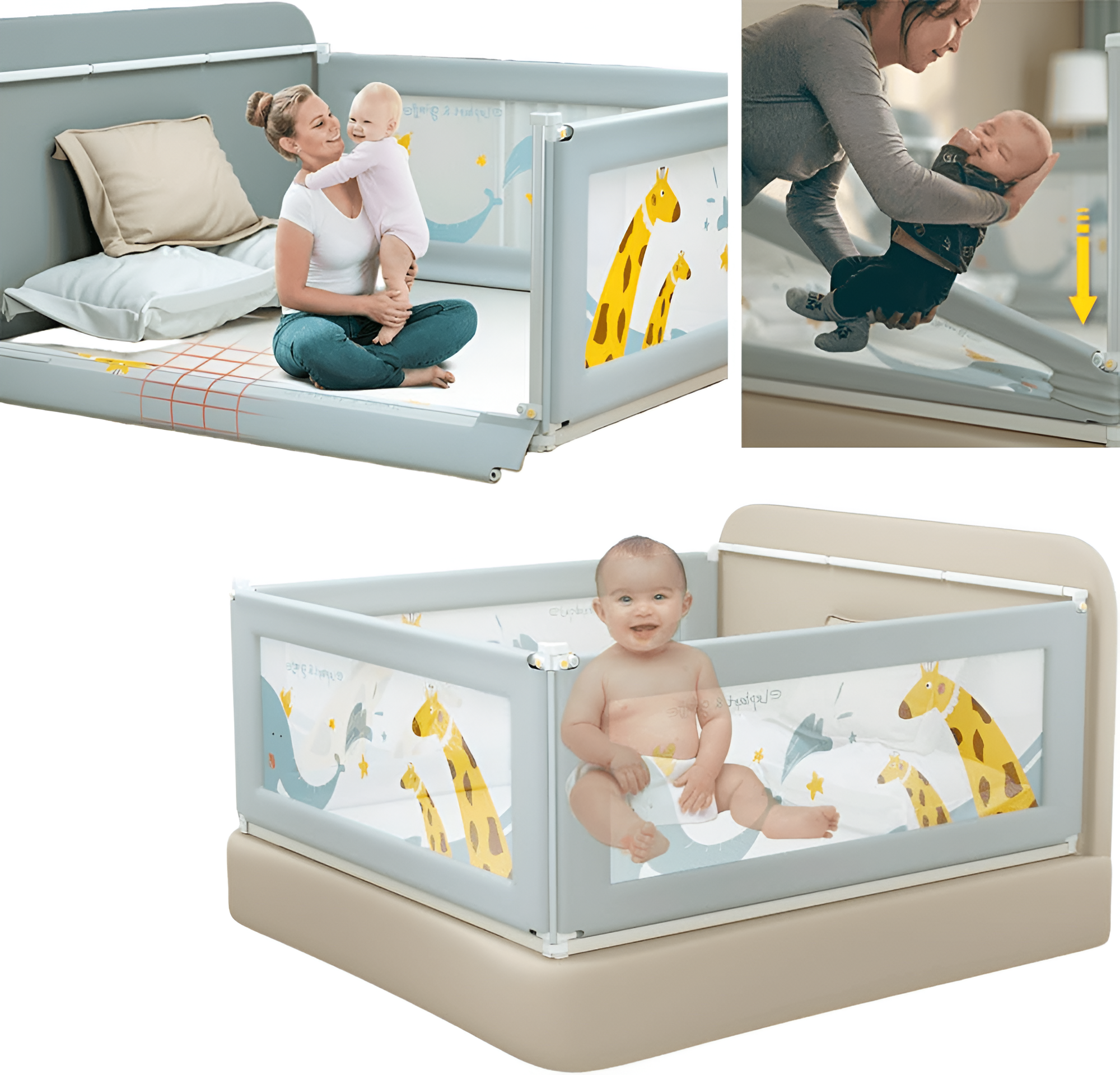 Cubbycoo Bed Rail Guard for Baby/Kids Safety (Blue/Pink)