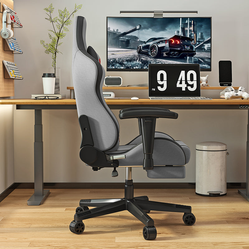 Gaming Chair with Adjustable Armrests & Lumbar Support (Black/Grey)
