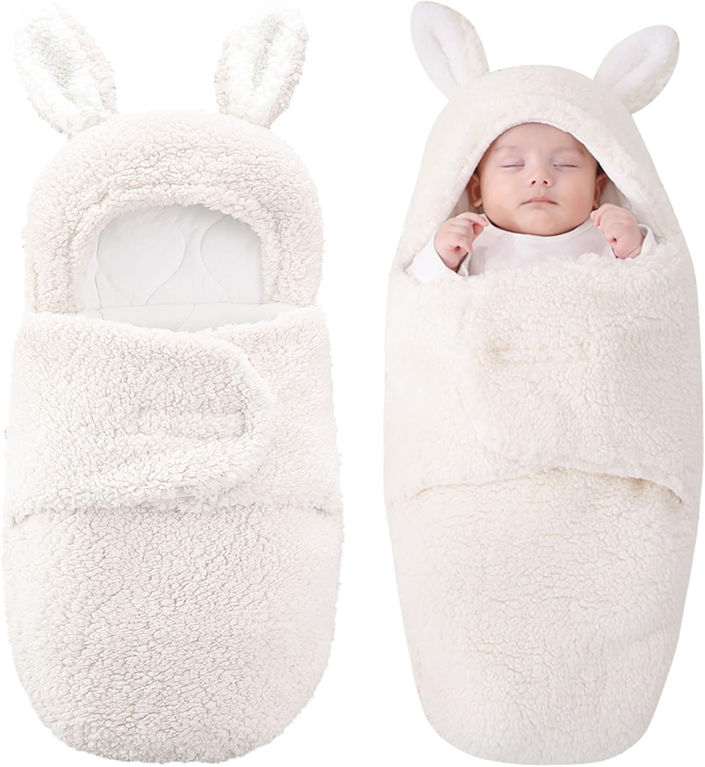 Cozy winter swaddle blanket, thick baby sleeping bag for newborns aged 0–6 months.