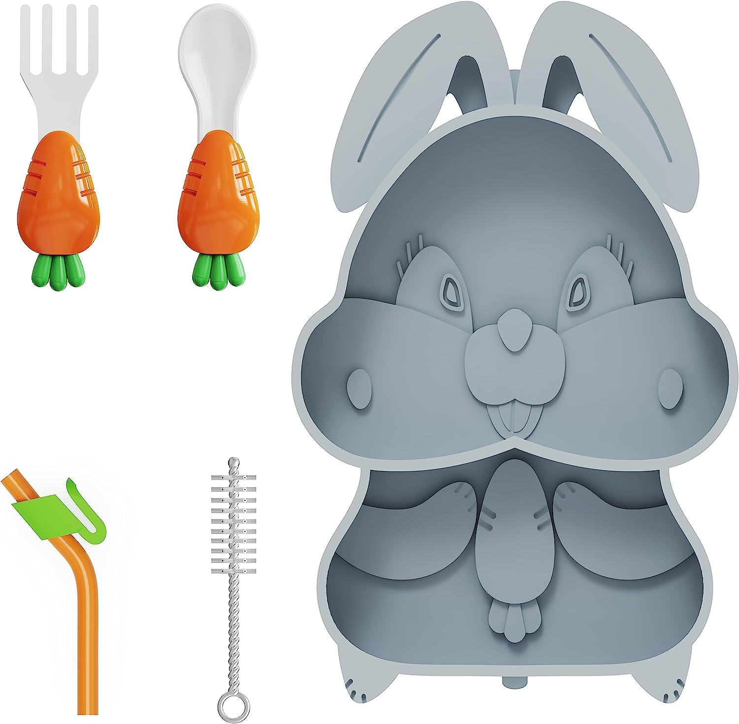Creative Silicone Cartoon Suction Plate for Kids – Infant Tableware Set with Partitioned Design for Easy Feeding