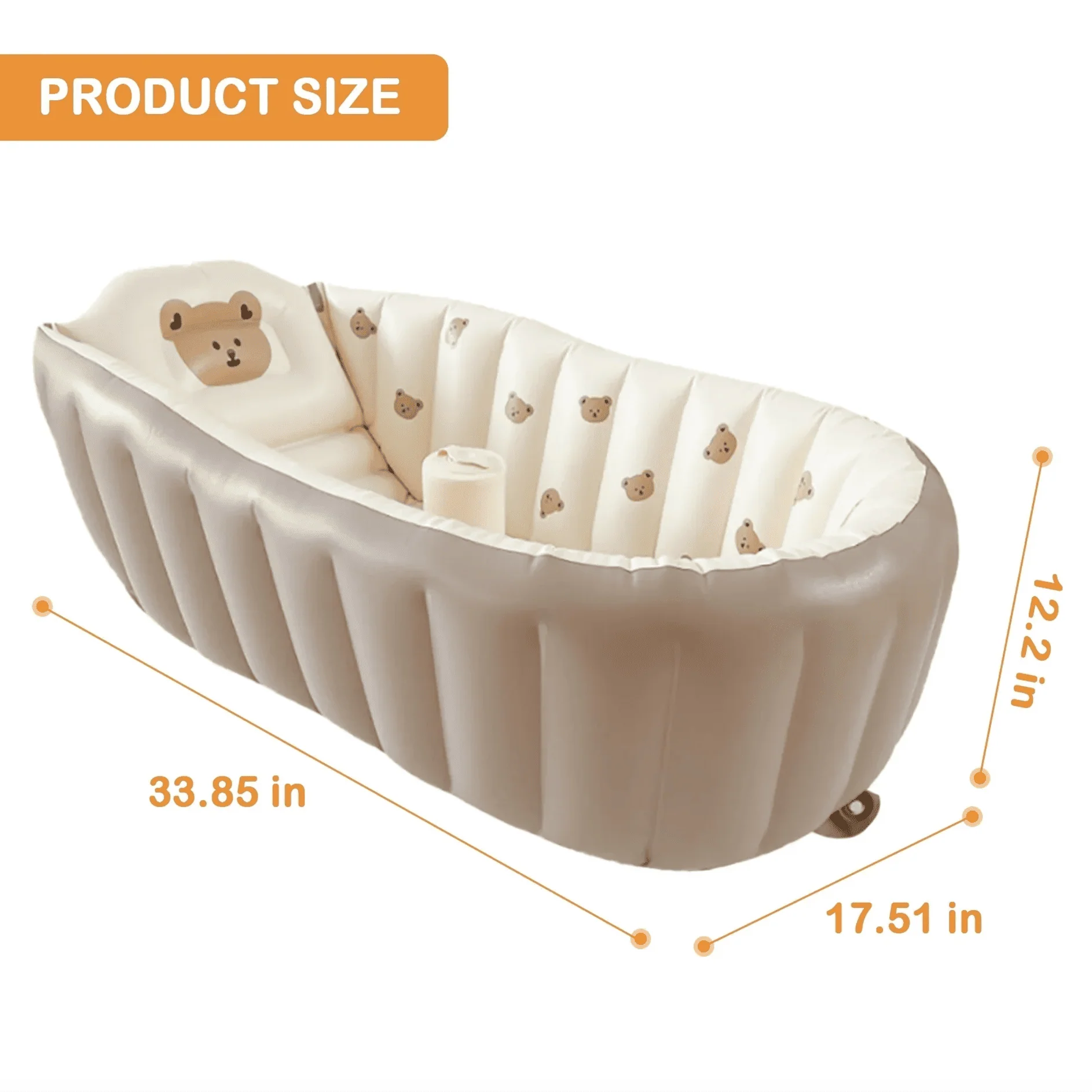Baby Inflatable Baby Bathtub with Backrest – Bear Design